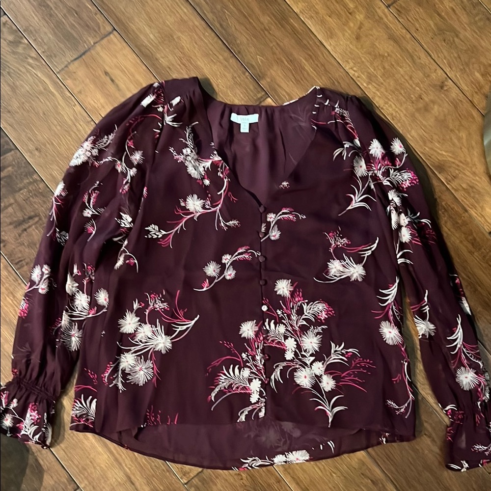 Joie Red Floral Long Sleeve Blouse